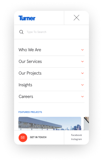 Turner Construction Megamenu